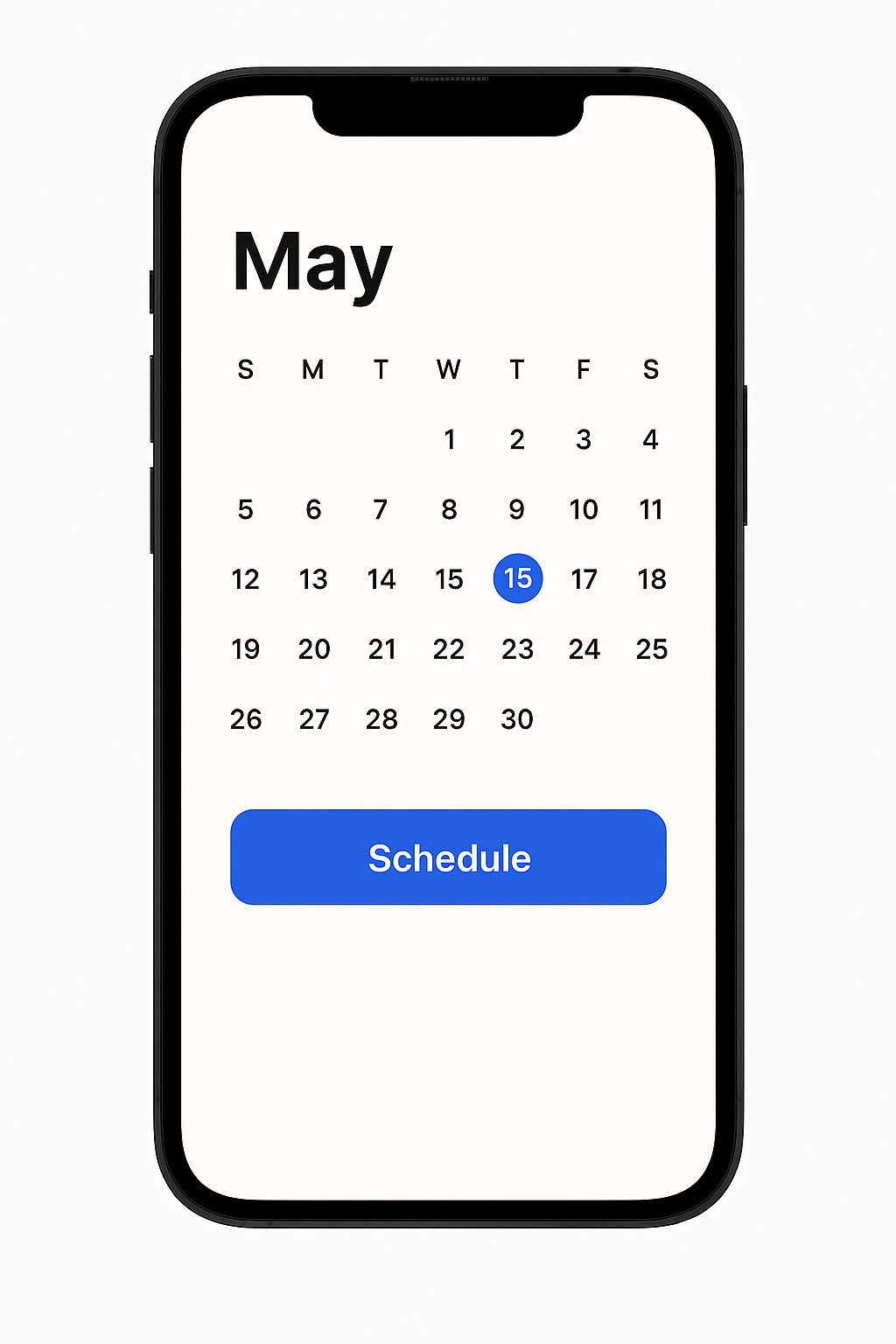 Digital calendar scheduling screen